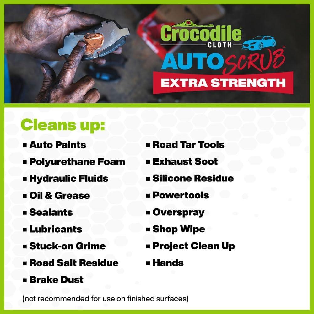 image:imageCrocodile Cloth AutoSCRUB Cleaning Wipes 60Count 15 x 10 Cleaning Cloths Remove Oil Grease Paint Tar Brake Dust Hydraulic Fluid Silicone Sealants amp Road Grime from Tools amp Hands