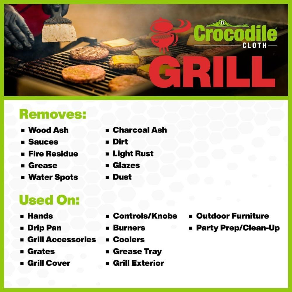 image:imageCrocodile Cloth Grill 80 15 x 10 Plantbased Cleaning Wipes Safe on Skin amp Multiple Surfaces Infused with Aloe amp Vitamin E Large PreMoistened amp Absorbent80 Count Pack of 1