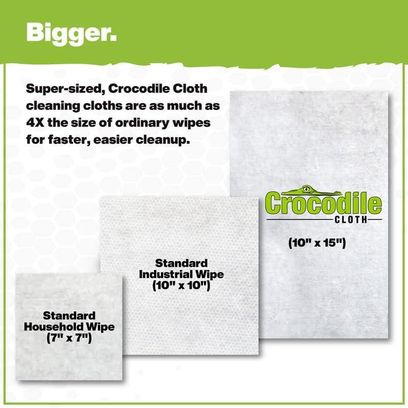 image:imageCrocodile Cloth Original Cleaning Wipes HeavyDuty MultiSurface Hand amp Tool Wipes WaterBased Safe on Skin 100 Count 15 x 10 Inch100Count Pack of 6