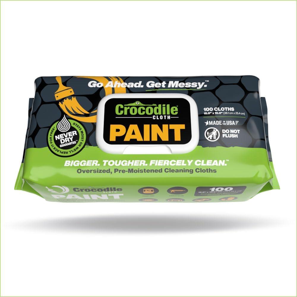 image:imageCrocodile Cloth Paint Cleaning Wipes 100 Count 15 x 10 HeavyDuty Cleaning Cloths for Paint Prep amp Cleanup Removes Paint Adhesive Caulk Ideal for Painters Contractors Artists amp DIY Work100 Count Pack of 6