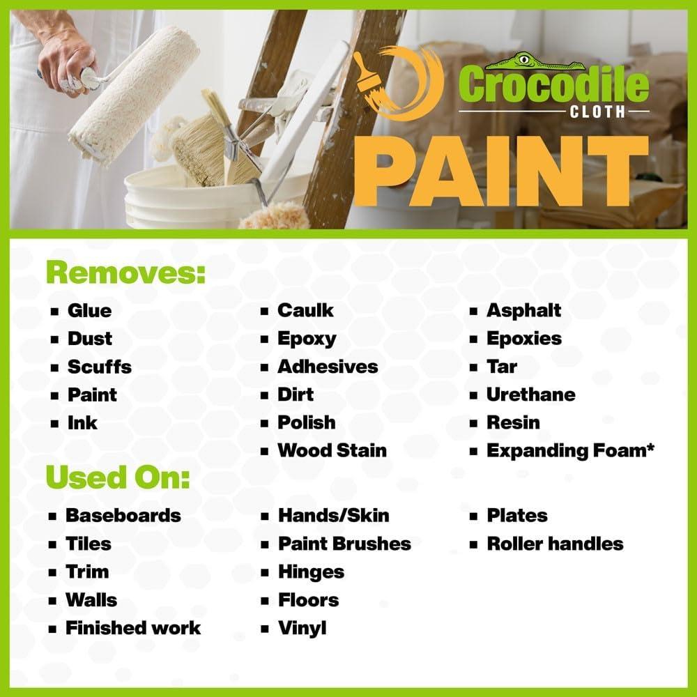 image:imageCrocodile Cloth Paint Cleaning Wipes 100 Count 15 x 10 HeavyDuty Cleaning Cloths for Paint Prep amp Cleanup Removes Paint Adhesive Caulk Ideal for Painters Contractors Artists amp DIY Work100 Count Pack of 6