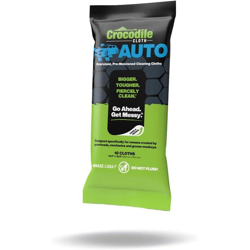 image:imageCrocodile Cloth Auto Cleaning Wipes  100 XL 15 x 10 Disposable Wipes for Car Engine Degreasing Body Detailing amp Tire Cleaning  Cuts Grease Oil Adhesives on Hands Tools Parts amp More10 Count Pack of 1