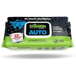 Crocodile Cloth Auto Cleaning Wipes – 100 XL (15″ x 10″) Disposable Wipes for Car Engine Degreasing, Body Detailing & Tire Cleaning – Cuts Grease, Oil, Adhesives on Hands, Tools, Parts & More(100 Count (Pack of 1))