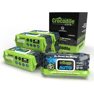 Crocodile Cloth Auto Cleaning Wipes – 100 XL (15″ x 10″) Disposable Wipes for Car Engine Degreasing, Body Detailing & Tire Cleaning – Cuts Grease, Oil, Adhesives on Hands, Tools, Parts & More(100 Count (Pack of 6))