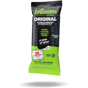 Crocodile Cloth Original Cleaning Wipes, Heavy-Duty Multi-Surface Hand & Tool Wipes, Water-Based, Safe on Skin, 100 Count, 15 x 10 Inch(10 Count (Pack of 1))