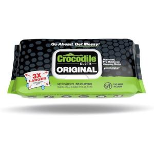 Crocodile Cloth Original Cleaning Wipes, Heavy-Duty Multi-Surface Hand & Tool Wipes, Water-Based, Safe on Skin, 100 Count, 15 x 10 Inch(50 Count (Pack of 1))