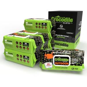 Crocodile Cloth Outdoor Cleaning Wipes, Plant-Based Multi-Surface Wipes, Pre-Moistened, Aloe & Vitamin E, Safe on Skin, 80 Count, 15 x 10 Inch(80 Count (Pack of 8))