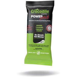 Crocodile Cloth PowerSCRUB Cleaning Wipes – 80 (15″ x 10″) Dual-Surface Cloths, Heavy-Duty, Moist, Absorbent, & Disposable – Safe on Skin & Multiple Surfaces(10 Count (Pack of 1))