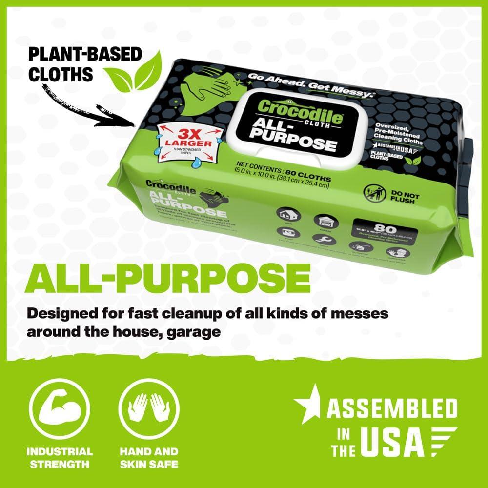 image:imageCrocodile Cloth MultiPurpose Household Cleaning Wipes The Stronger Easier Way To Clean Grease amp Outdoor Cleaning Wipes Clean Up Outside while Camping Hiking Fishing