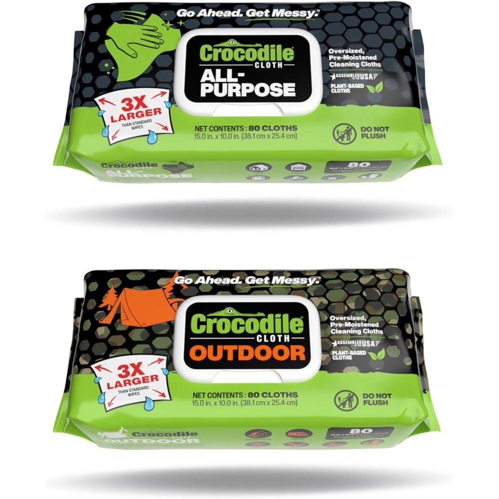 image:imageCrocodile Cloth MultiPurpose Household Cleaning Wipes  The Stronger Easier Way To Clean Grease amp Outdoor Cleaning Wipes  Clean Up Outside while Camping Hiking Fishing