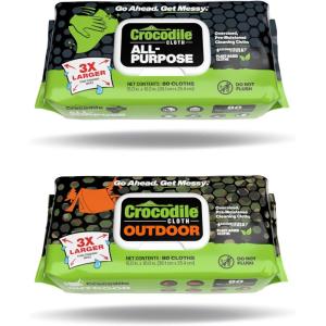 Crocodile Cloth Multi-Purpose Household Cleaning Wipes – The Stronger Easier Way To Clean Grease & Outdoor Cleaning Wipes – Clean Up Outside while Camping, Hiking, Fishing